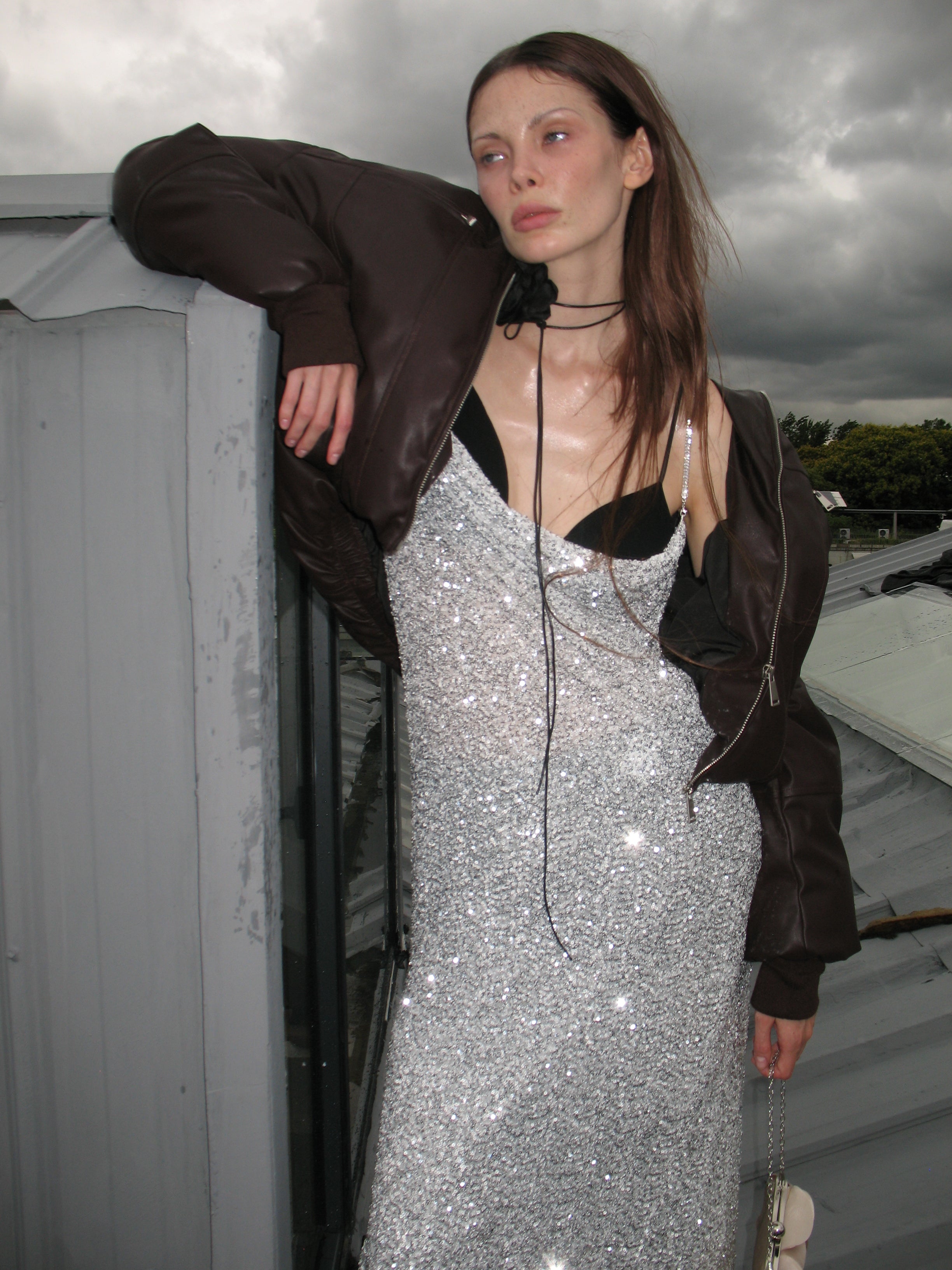  In-stock Silver Sparkle Sequin Long Dress