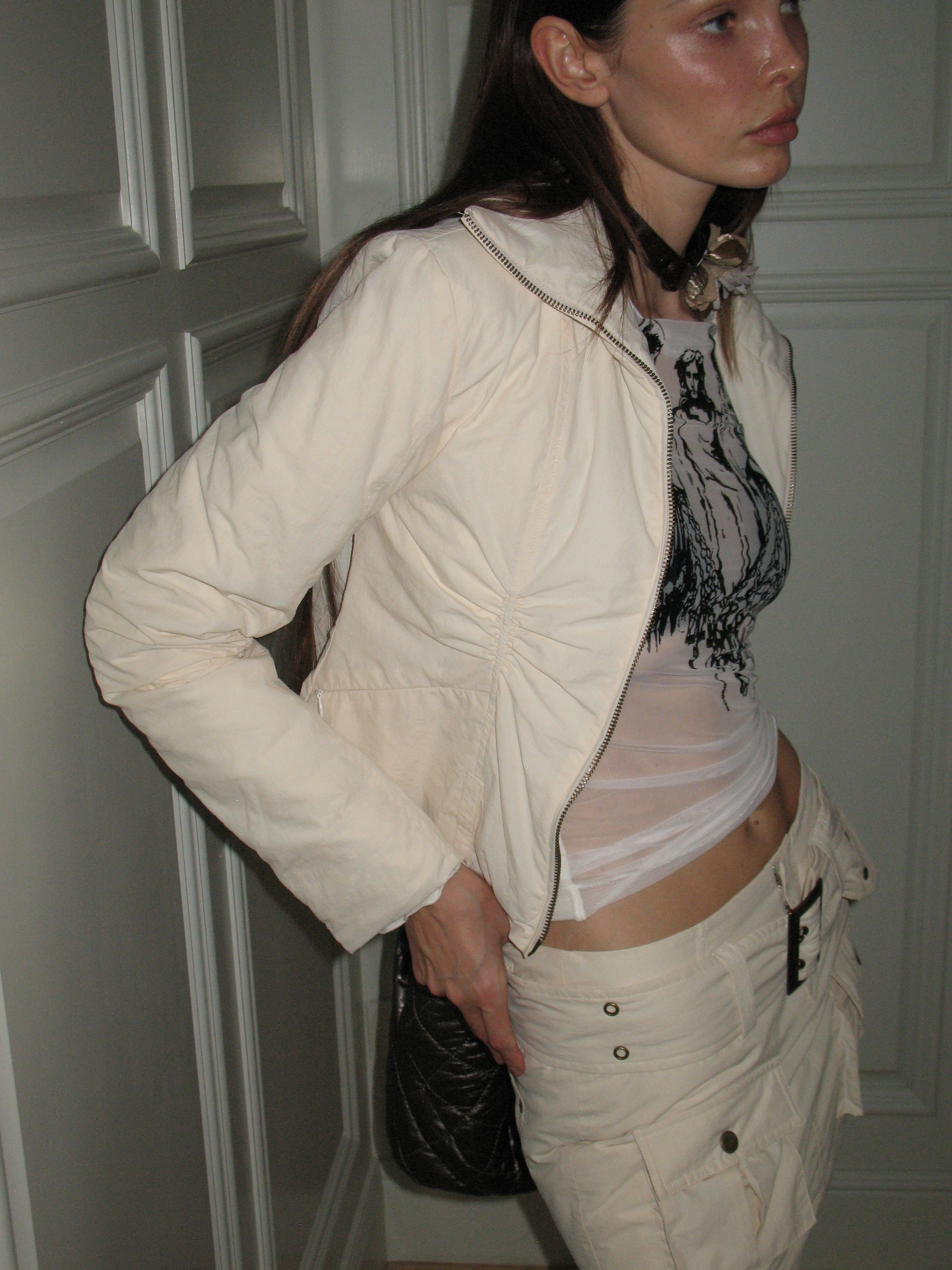 Winter white leather outlet jacket