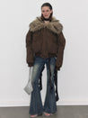 PROD  2023 WINTER XS / brown / In-stock Brown Faux Fur Down Jacket