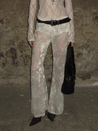 PROD 2024-2 Beige（No elasticity） / XS / In-stock Velvet-flocked Semi-sheer Trousers /Beige