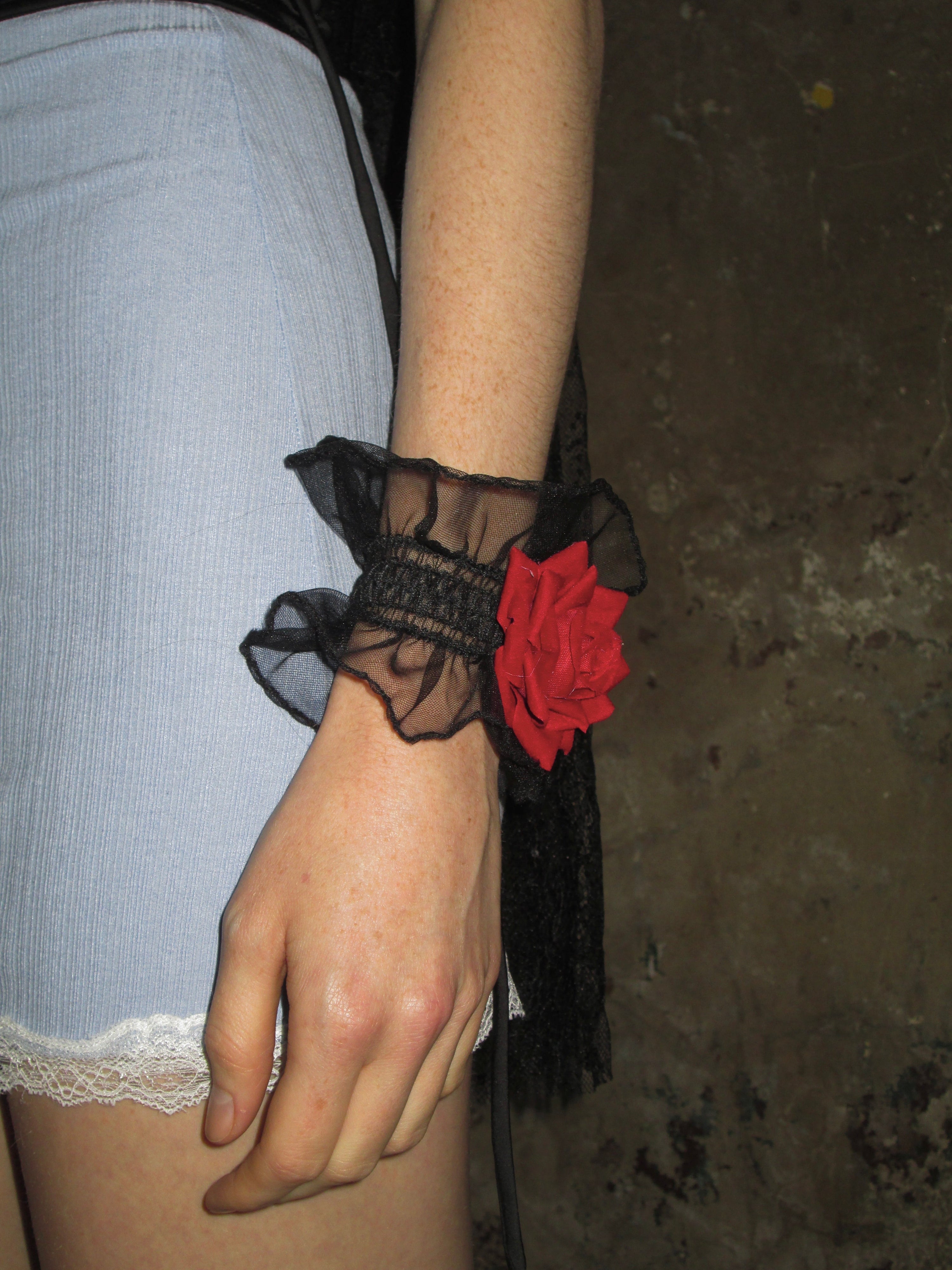 PROD 2024-2 Black / One size / In-stock Red Rose Wrist Flower