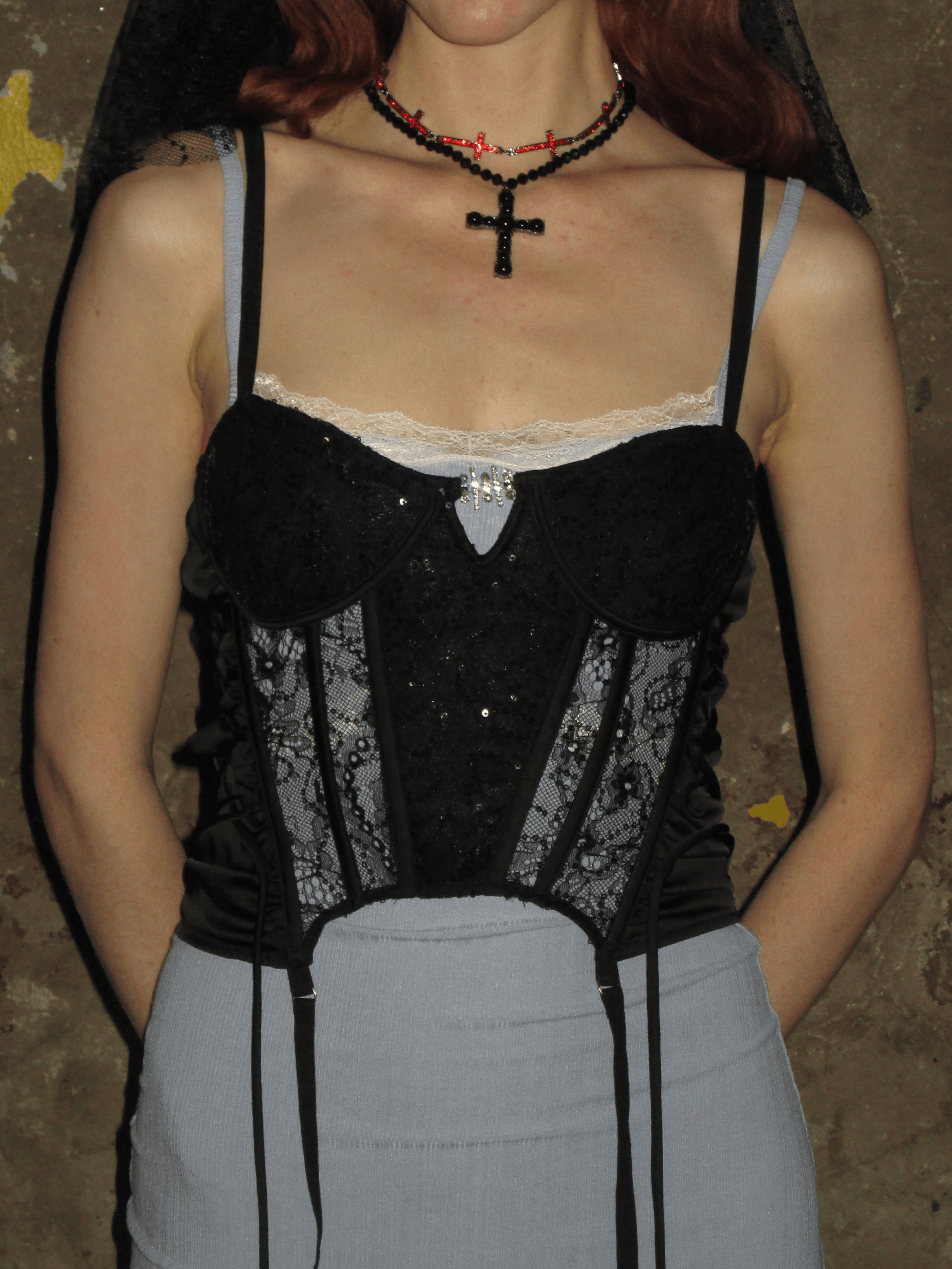 PROD 2024-2 Black / XS / In-stock Fishbone Lace-up Cami Top