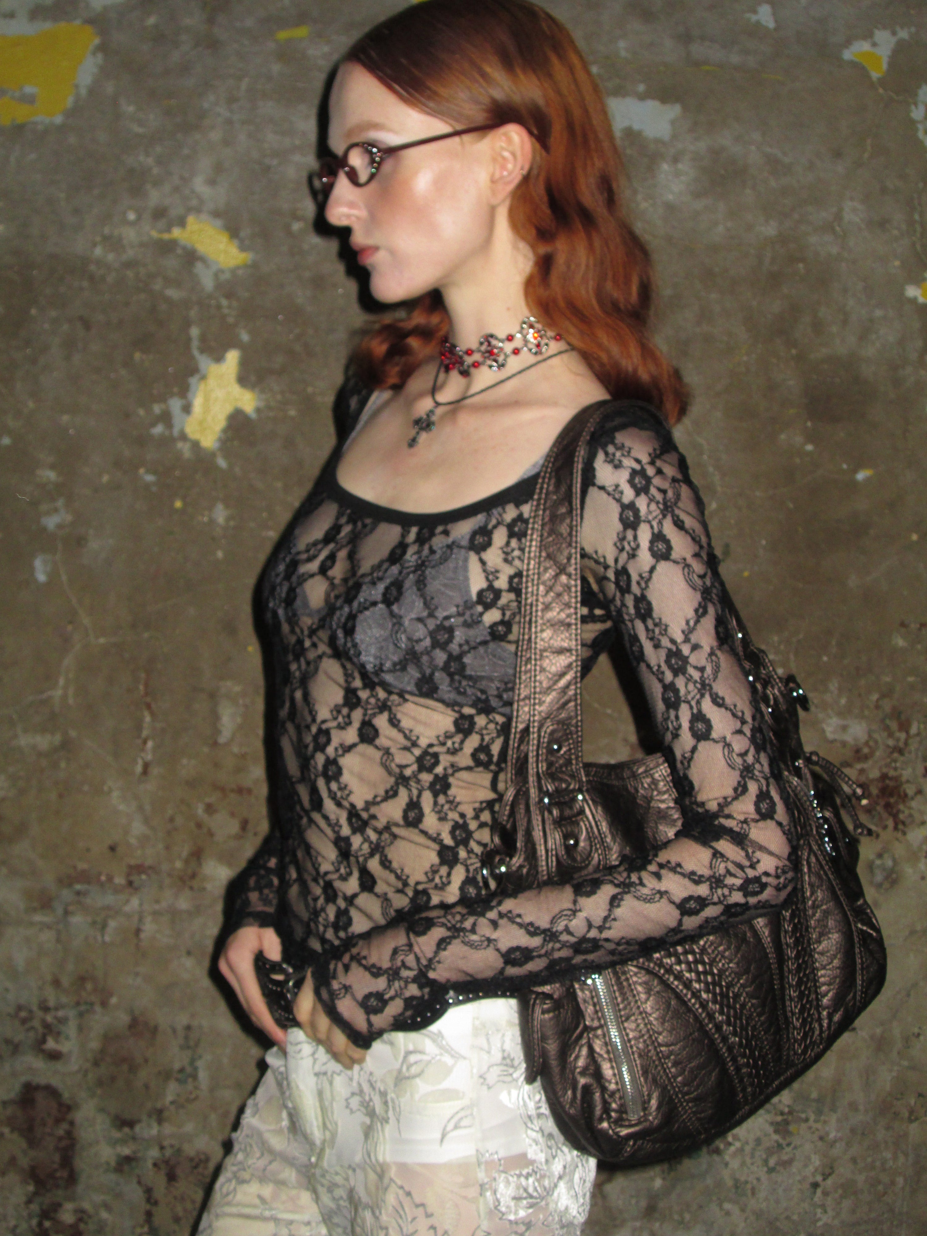 PROD 2024-2 Black / XS / In-stock Sheer Lace Long Sleeve /Black