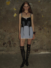 PROD 2024-2 Blue Lace Trim Spaghetti Strap Dress