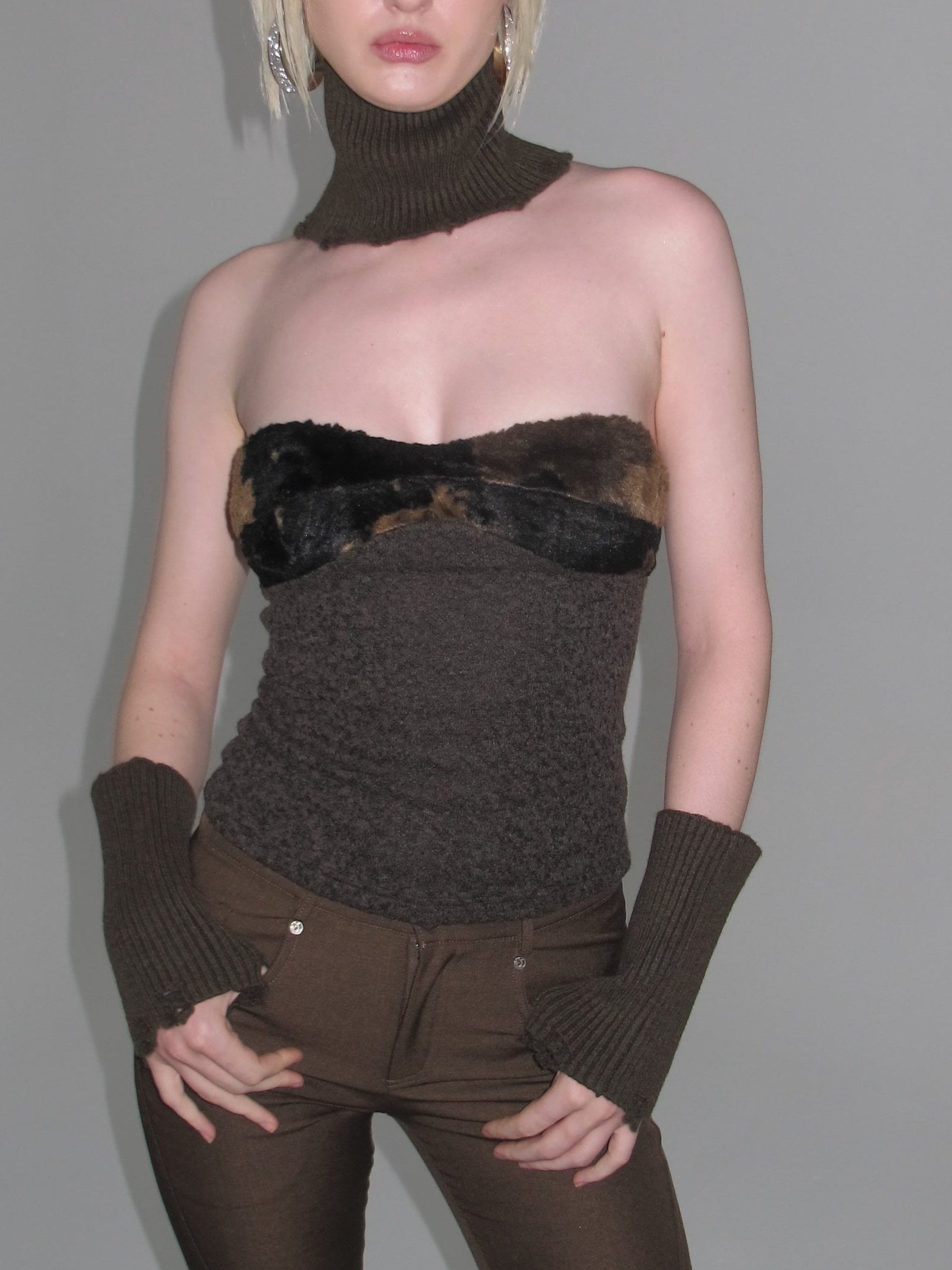 PROD 2024-2 Brown / One size / In-stock Sleeve And Neck Warmer Set