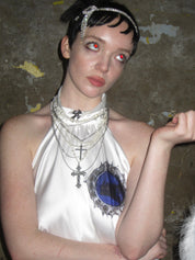 PROD 2024-2 Halter-neck Printed Satin Top