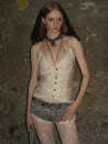 PROD 2024-2 Lace buttoned camisole top /White