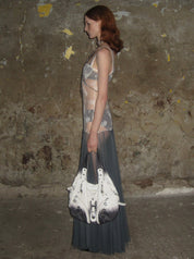 PROD 2024-2 Lace color-block tulle Dress /Gray