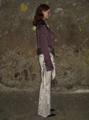 PROD 2024-2 Lace-trimmed Satin Sparkly Blazer /Purple