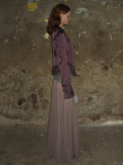 PROD 2024-2 Lace-trimmed Satin Sparkly Blazer /Purple