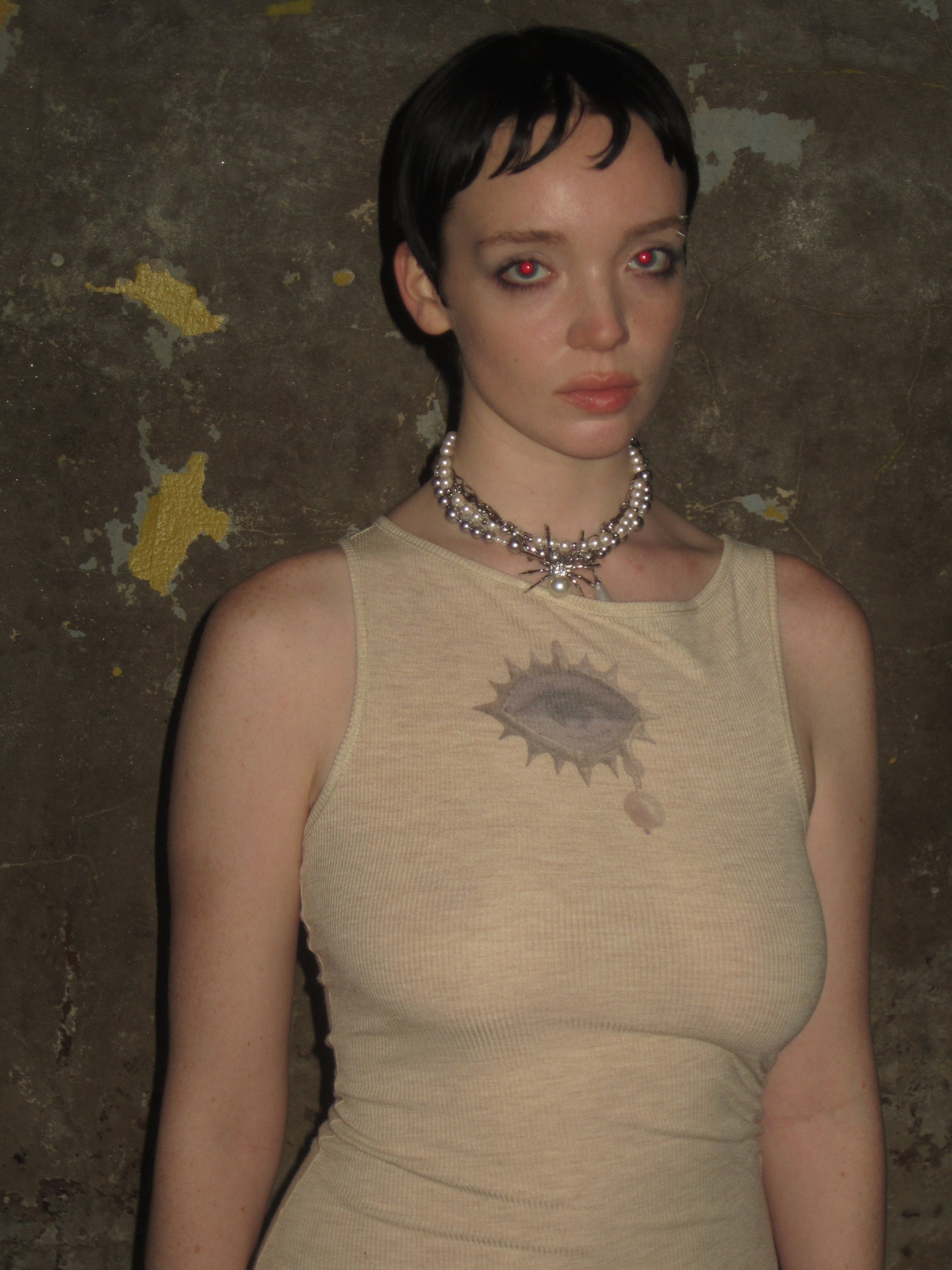 Pearl Spider Teardrop Titanium Steel Necklace PROD pearl-spider-teardrop-titanium-steel-necklace-prod