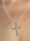 PROD 2024-2 Necklace / One size / In-stock White Pearl Cross Necklace Set