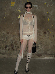 PROD 2024-2 Sequined Mini Shorts /White