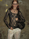 PROD 2024-2 Sheer Lace Long Sleeve /Black