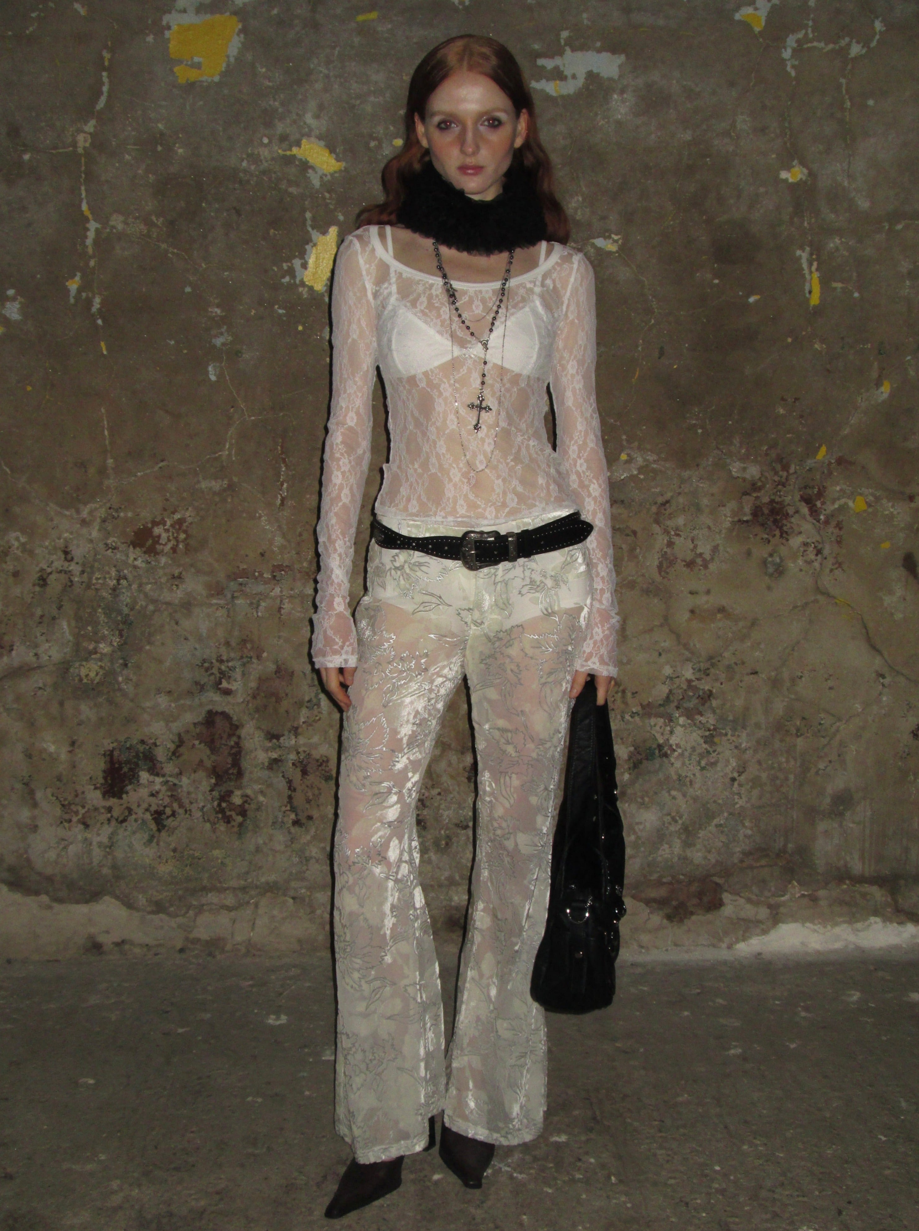 PROD 2024-2 Sheer Lace Long Sleeve /White