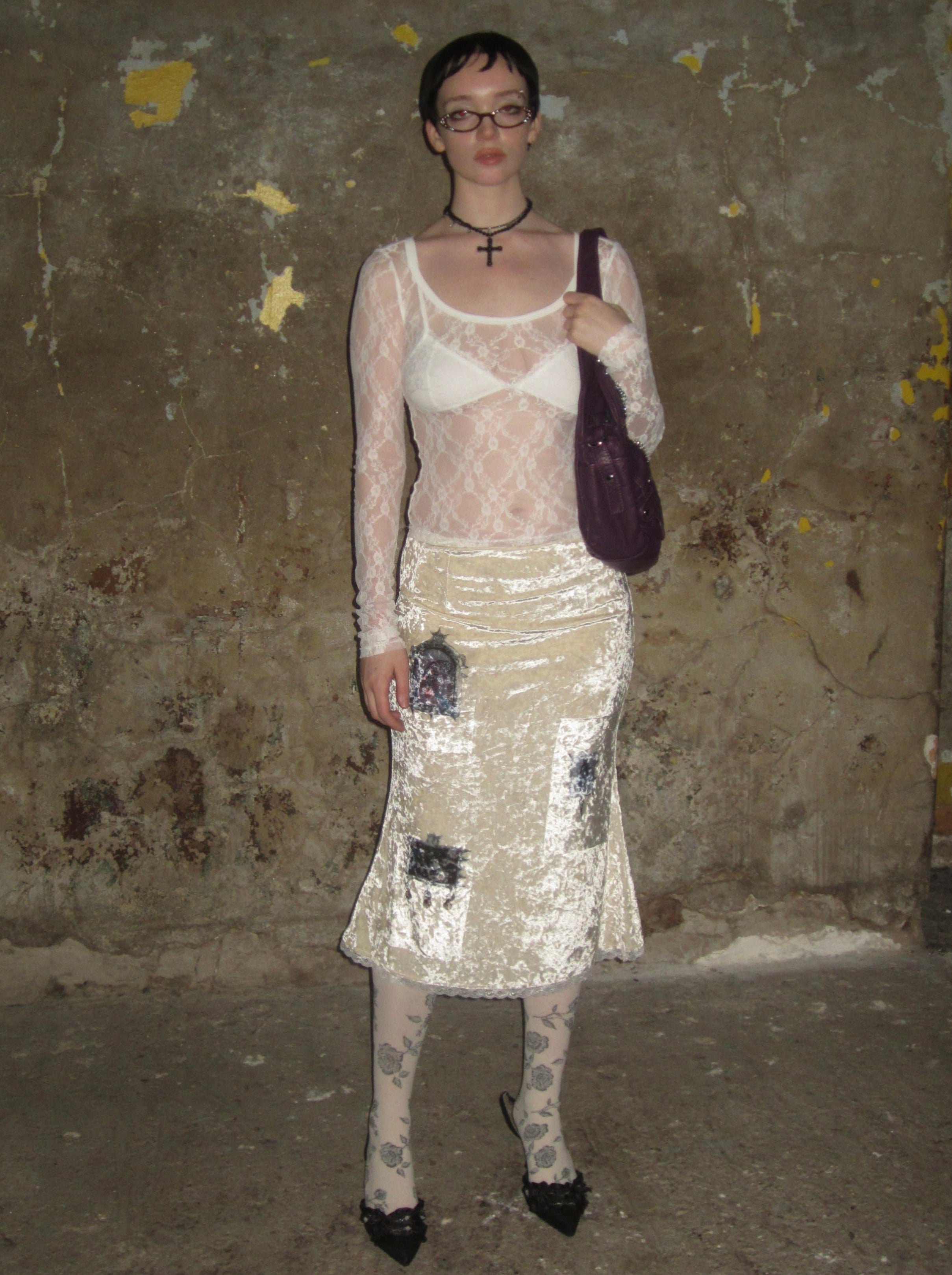 PROD 2024-2 Velvet Printed Midi Skirt