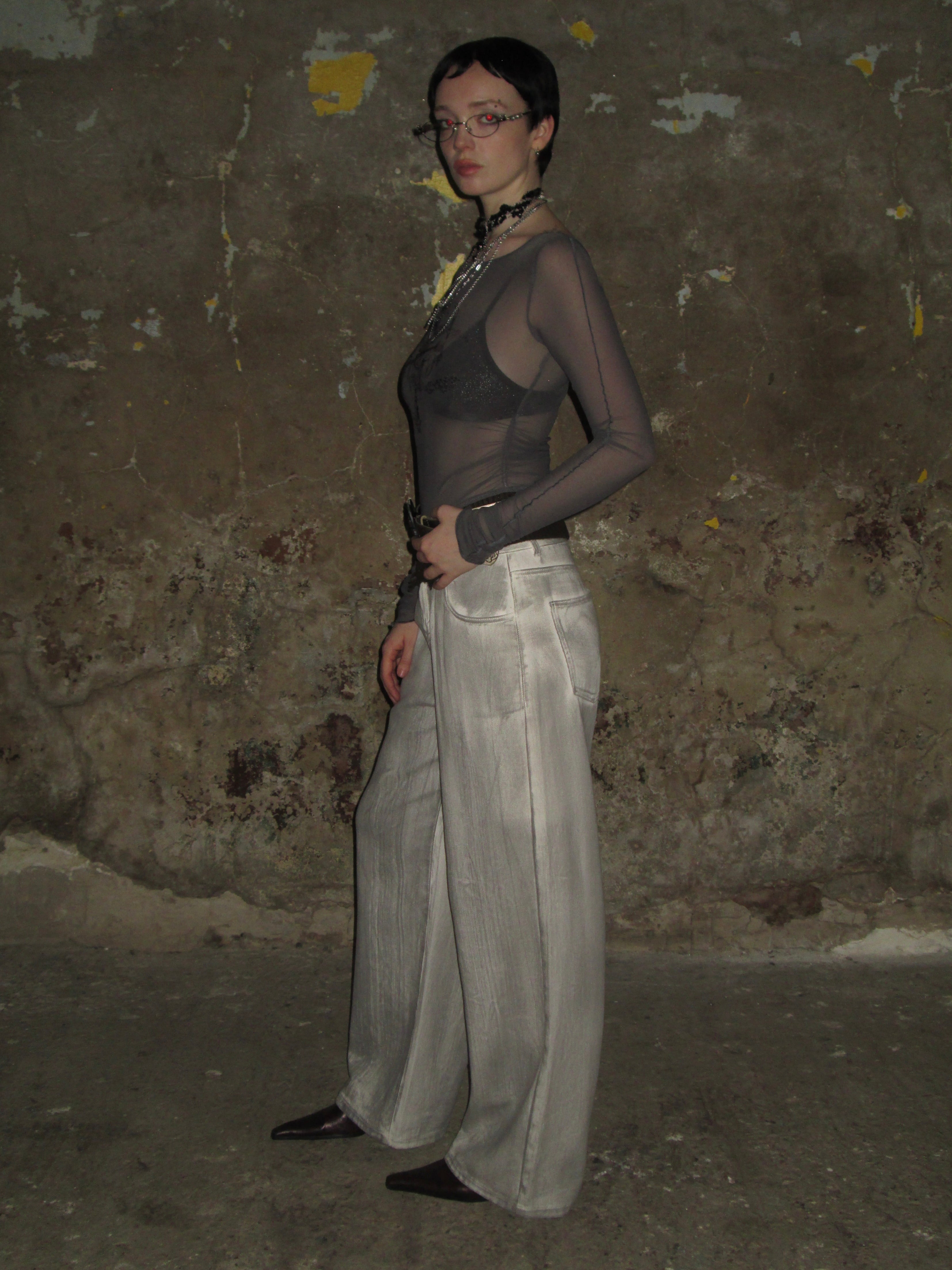 PROD 2024-2 Washed Distressed Gray-white Jeans