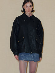 PROD 2024 Pre-spring Black Classic Faux Leather Jacket