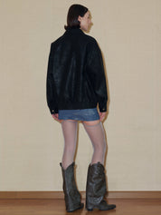 PROD 2024 Pre-spring Black Classic Faux Leather Jacket