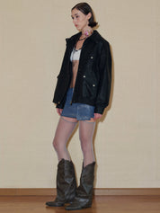 PROD 2024 Pre-spring Black Classic Faux Leather Jacket