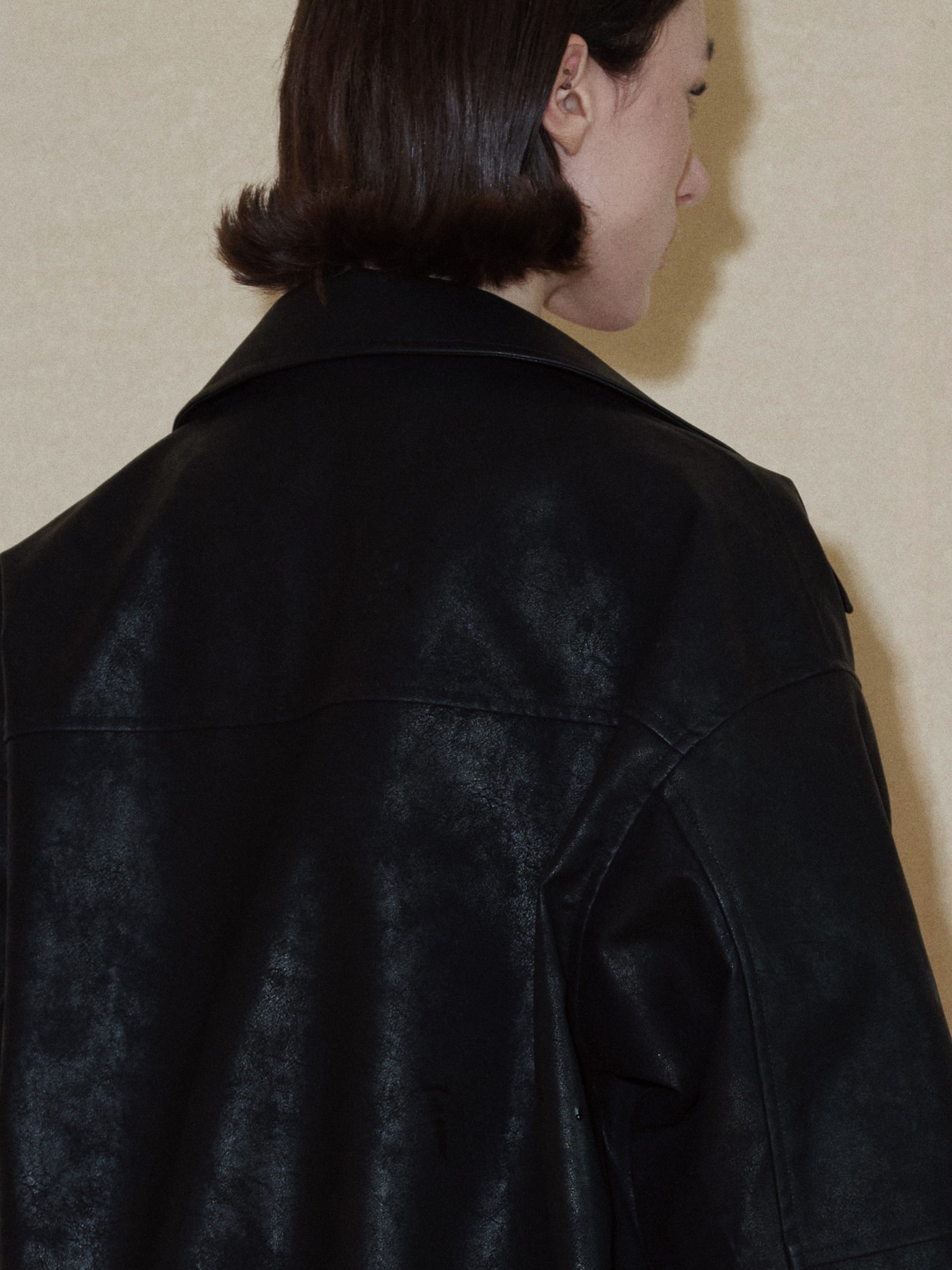 PROD 2024 Pre-spring Black Classic Faux Leather Jacket