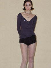 PROD 2024 Pre-spring Blue-gray Slim Cardigan