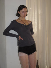 PROD 2024 Pre-spring Blue-gray Slim Cardigan