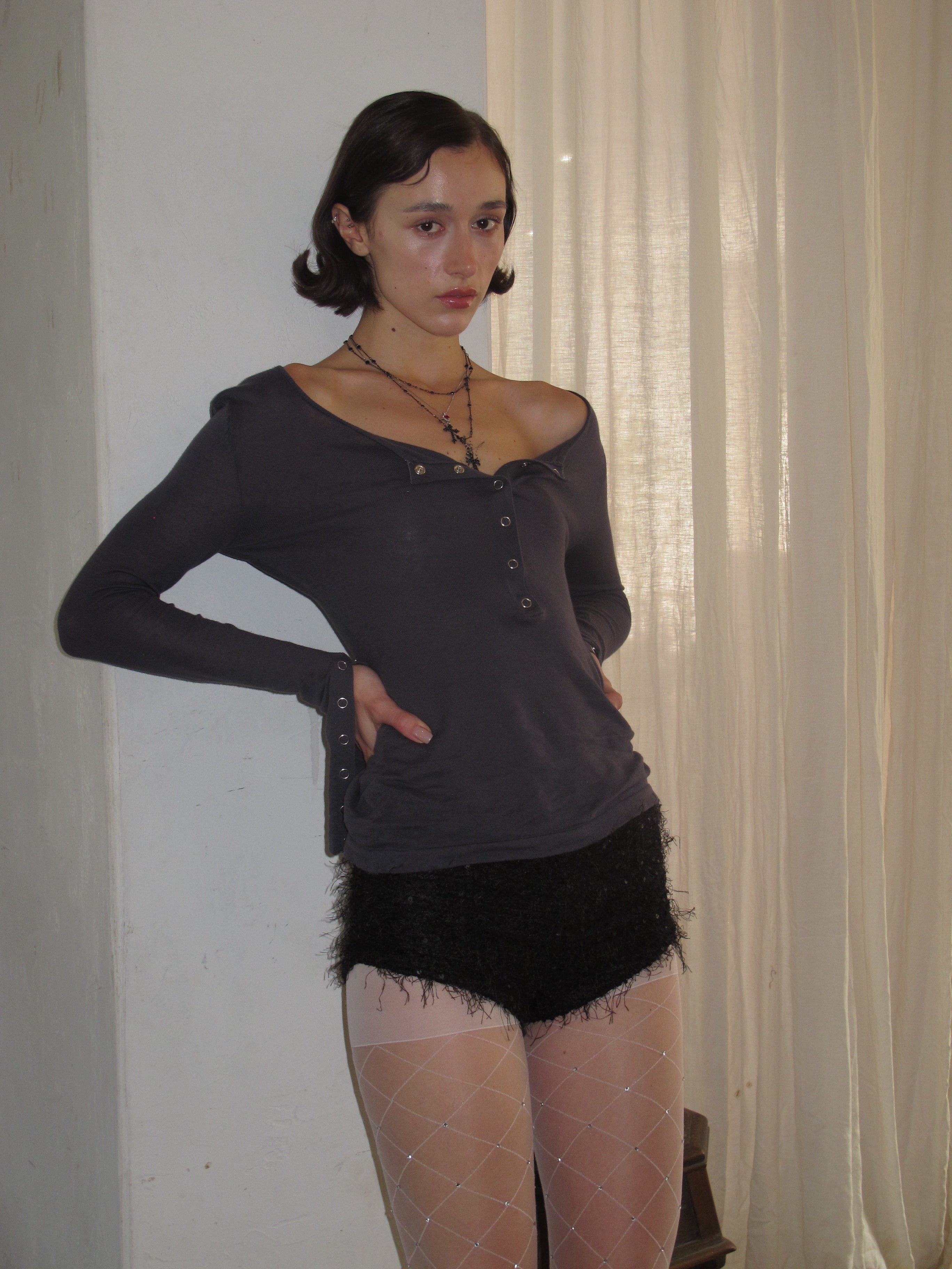 PROD 2024 Pre-spring Blue-gray Slim Cardigan