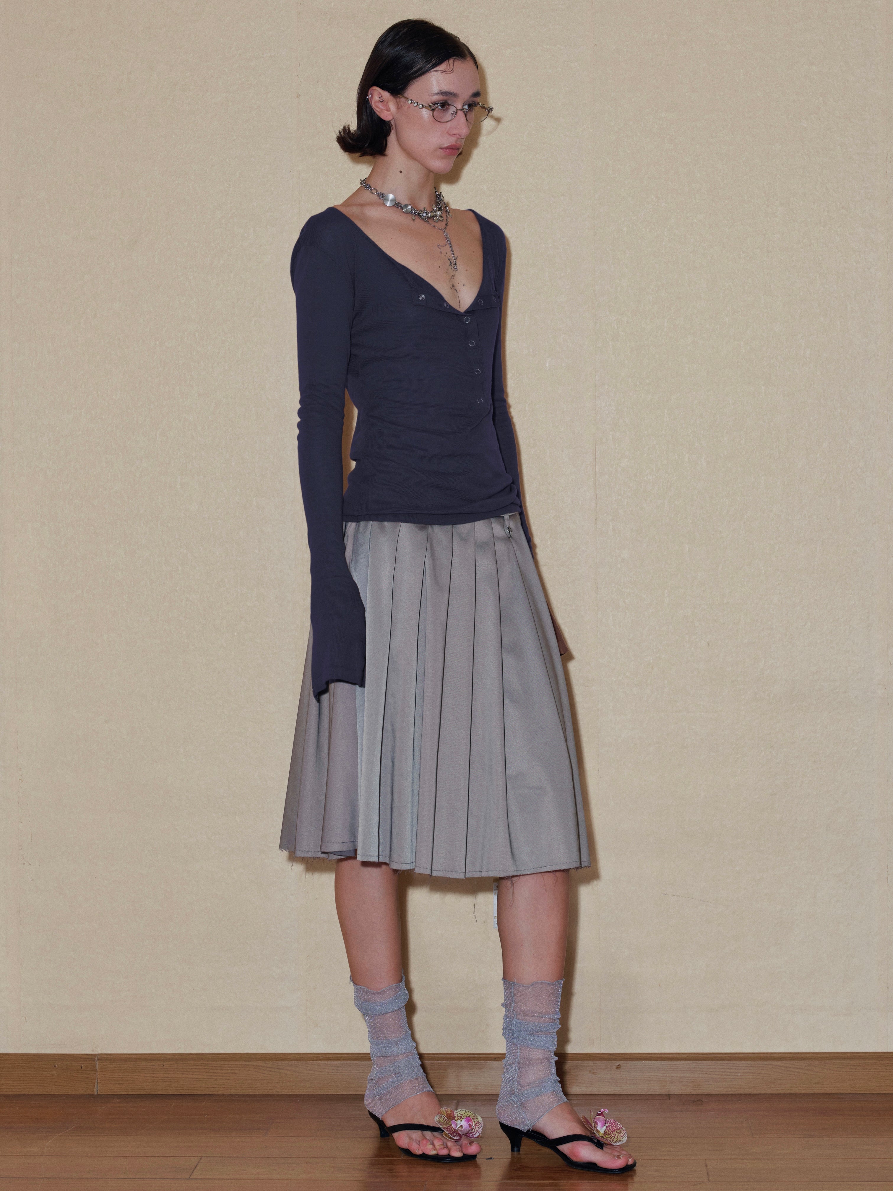 PROD 2024 Pre-spring Blue-gray Slim Cardigan