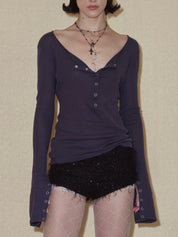 PROD 2024 Pre-spring Blue-gray Slim Cardigan