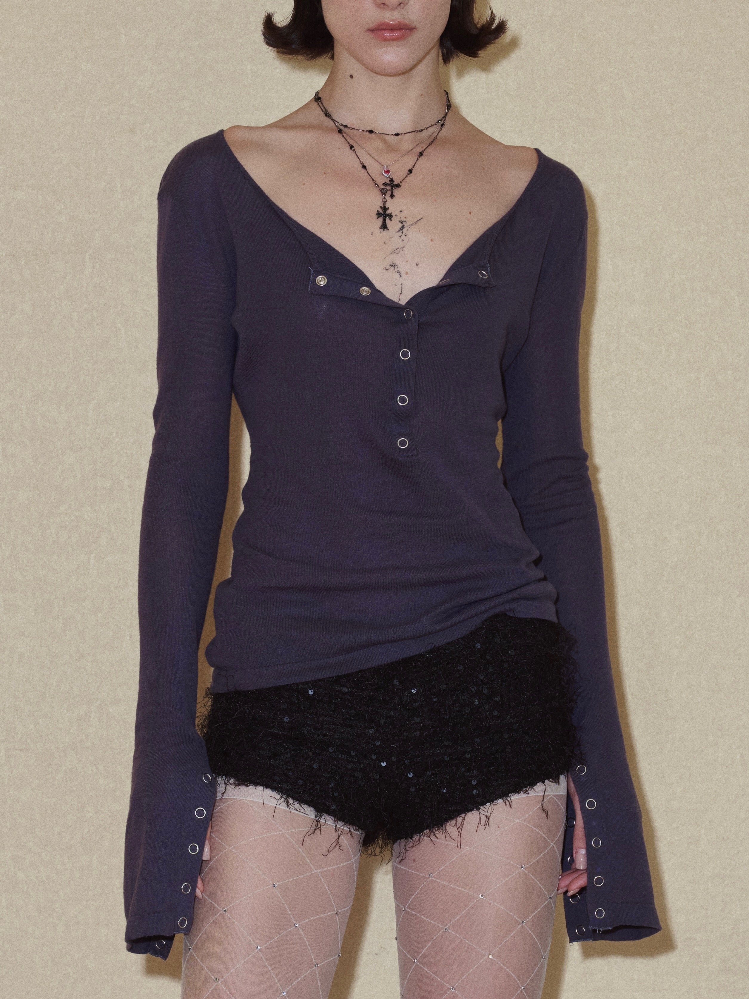 PROD 2024 Pre-spring Blue-gray Slim Cardigan
