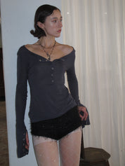 PROD 2024 Pre-spring Blue-gray Slim Cardigan