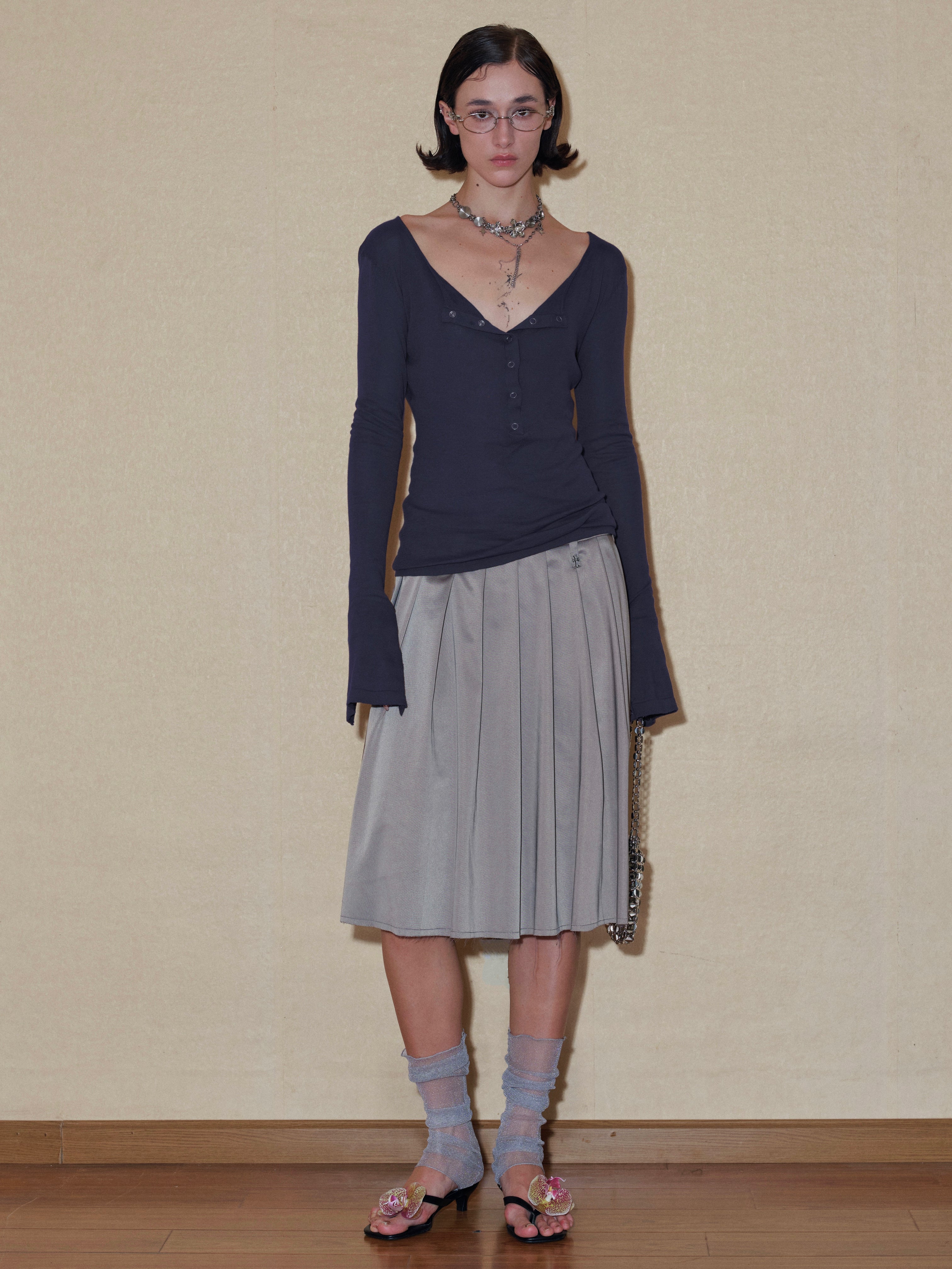 PROD 2024 Pre-spring Blue-gray Slim Cardigan