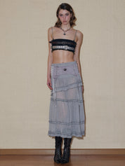 PROD 2024 Pre-spring Chained Embellished Denim Bra Top With Belts