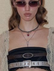 PROD 2024 Pre-spring Chained Embellished Denim Bra Top With Belts