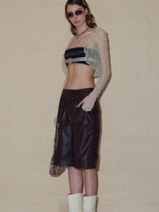 PROD 2024 Pre-spring Chained Embellished Denim Bra Top With Belts