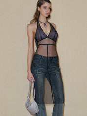 PROD 2024 Pre-spring Diamond Sheer Chiffon Dress