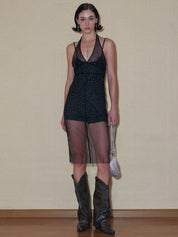 PROD 2024 Pre-spring Diamond Sheer Chiffon Dress