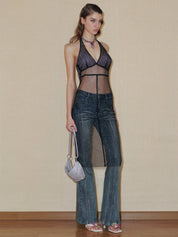 PROD 2024 Pre-spring Diamond Sheer Chiffon Dress