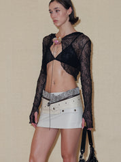 PROD 2024 Pre-spring Faux Leather Large Pockets Mini Skirt