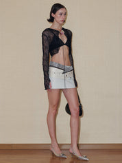 PROD 2024 Pre-spring Faux Leather Large Pockets Mini Skirt