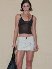 PROD 2024 Pre-spring Faux Leather Large Pockets Mini Skirt