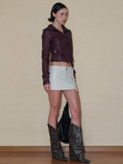 PROD 2024 Pre-spring Faux Leather Large Pockets Mini Skirt