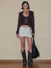 PROD 2024 Pre-spring Faux Leather Large Pockets Mini Skirt