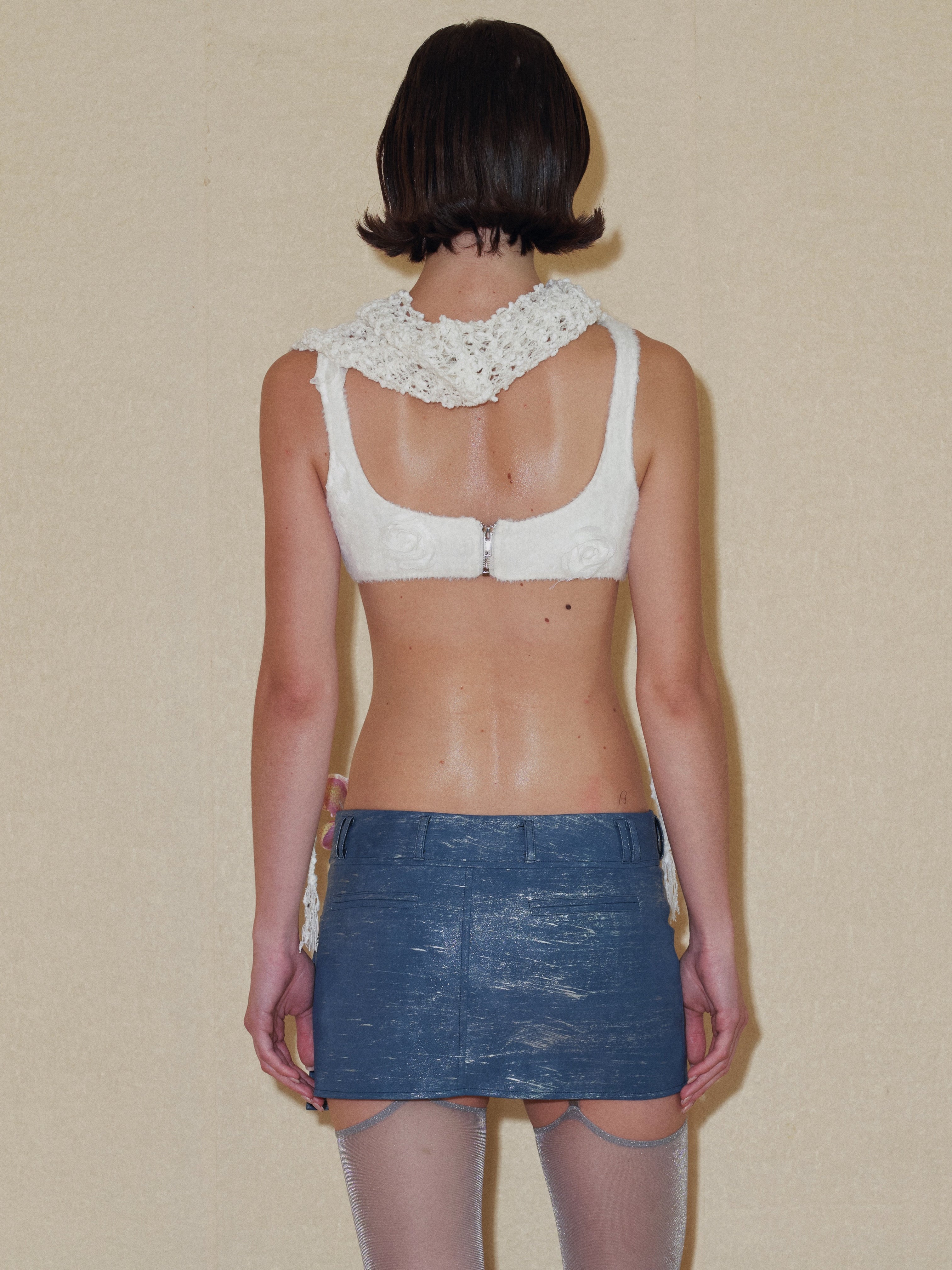 PROD 2024 Pre-spring Furry Jasmine Flower Crop Top