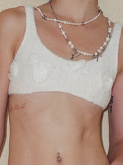 PROD 2024 Pre-spring Furry Jasmine Flower Crop Top