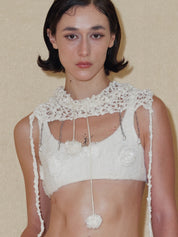 PROD 2024 Pre-spring Furry Jasmine Flower Crop Top