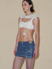 PROD 2024 Pre-spring Furry Jasmine Flower Crop Top