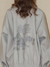 PROD 2024 Pre-spring Griege Lapel Pattern Faux Leather Jacket