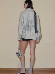 PROD 2024 Pre-spring Griege Lapel Pattern Faux Leather Jacket